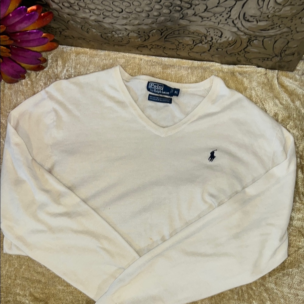 Polo by Ralph Lauren Cream V-Neck Sweater